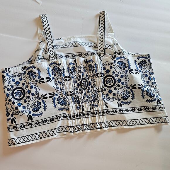 Lane Bryant Square Neck Cropped Top Blouse Floral Plus Siz 22/24 Vacation Summer - Picture 2 of 8